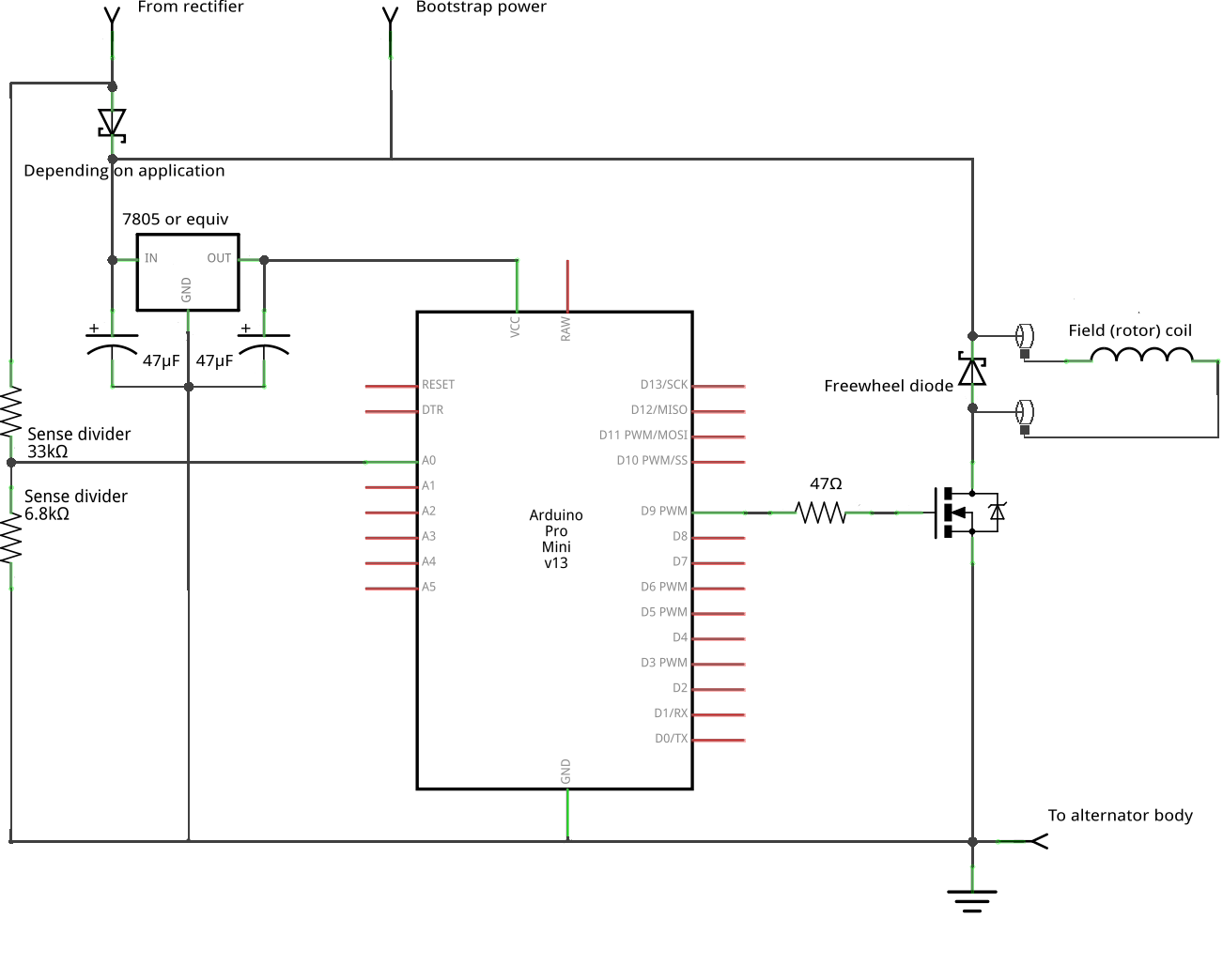 Constructing a PWM alternator voltage regulator